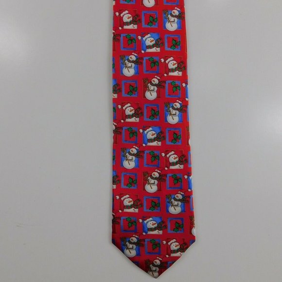 Festive Occasions NWOT Snowman Red Silk T543 - Picture 2 of 4